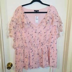 Pink Floral Ruffle Top